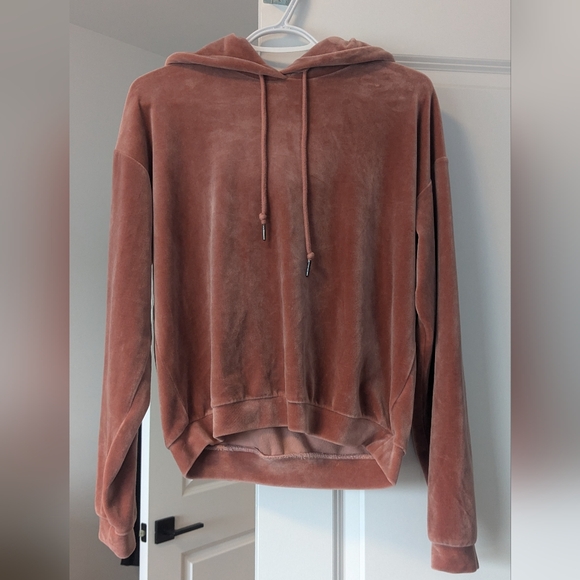 Women's Pink Velour Hoodie - Picture 1 of 6